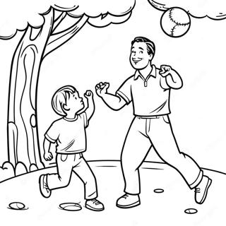 Dad And Son Playing Catch Coloring Page 31033-24862