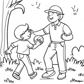 Dad And Son Playing Catch Coloring Page 31033-24863