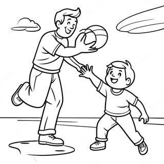 Dad And Son Playing Catch Coloring Page 31033-24864