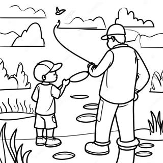 Dad And Son Fishing By The Lake Coloring Page 31034-24854