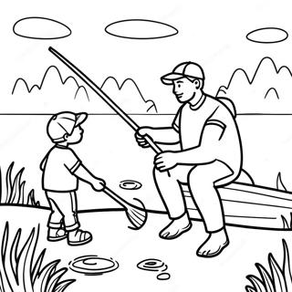 Dad And Son Fishing By The Lake Coloring Page 31034-24855