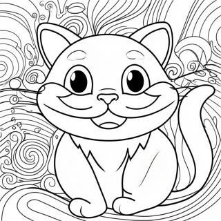 Cheshire Cat With Colorful Swirls Coloring Page 31074-24890