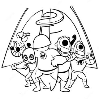 Incredibles 2 Superhero Team Coloring Page 31084-24900