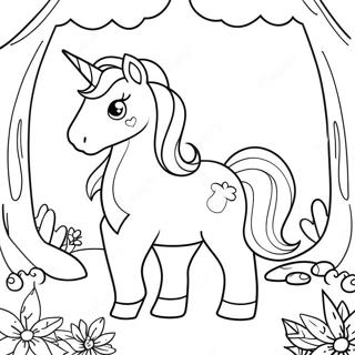 Cute Unicorn In A Magical Forest Coloring Page 31124-24933