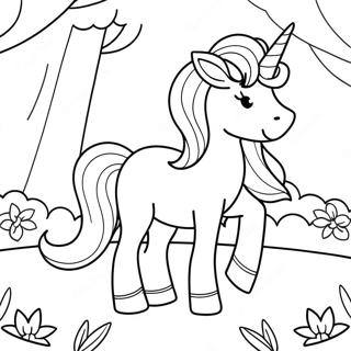 Cute Unicorn In A Magical Forest Coloring Page 31124-24934