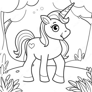 Cute Unicorn In A Magical Forest Coloring Page 31124-24935