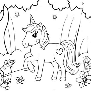 Cute Unicorn In A Magical Forest Coloring Page 31124-24936