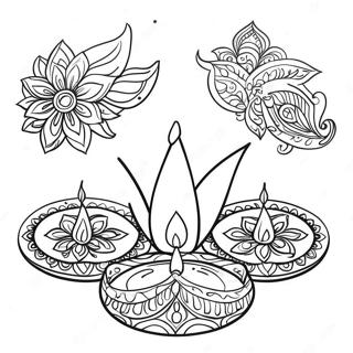 Colorful Diwali Diyas Coloring Page 31134-24939