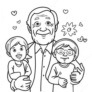 Joyful Grandfather With Grandkids Coloring Page 31154-24958