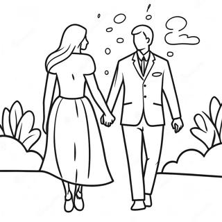 Romantic Couple Holding Hands Coloring Page 3117-2533