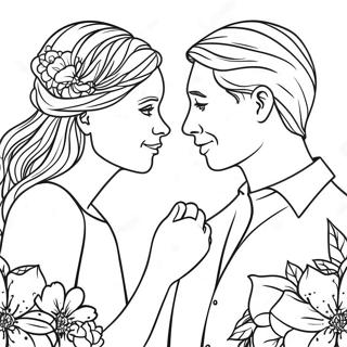 Romantic Couple Holding Hands Coloring Page 3117-2534