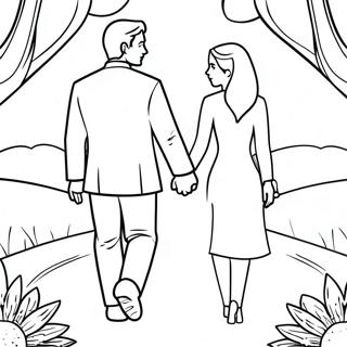 Romantic Couple Holding Hands Coloring Page 3117-2535