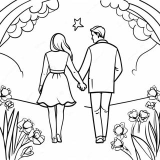 Romantic Couple Holding Hands Coloring Page 3117-2536