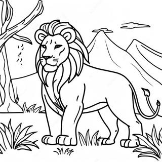 Majestic Lion In The Savanna Coloring Page 31194-24986