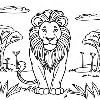 Majestic Lion In The Savanna Coloring Page 31194-24987