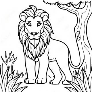 Majestic Lion In The Savanna Coloring Page 31194-24988