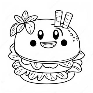 Delicious Krabby Patty With Lettuce Coloring Page 31204-24993