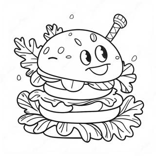 Delicious Krabby Patty With Lettuce Coloring Page 31204-24996