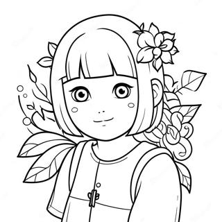 Cute Hinata With Flowers Coloring Page 31244-25025