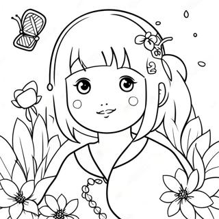 Cute Hinata With Flowers Coloring Page 31244-25026