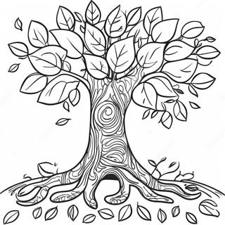 Colorful Fall Leaves Tree Coloring Page 31254-25036