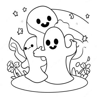 Cute Ghosts Trick Or Treat Coloring Page 3127-2541