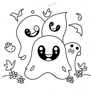 Cute Ghosts Trick Or Treat Coloring Page 3127-2543