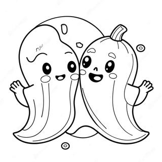 Cute Ghosts Trick Or Treat Coloring Page 3127-2544