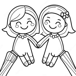 Best Friends Holding Hands Coloring Page 31313-25074