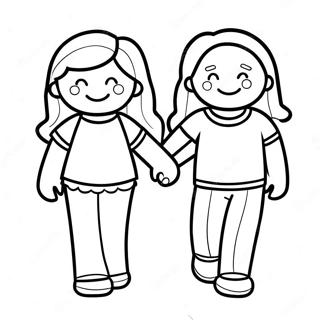 Best Friends Holding Hands Coloring Page 31313-25075