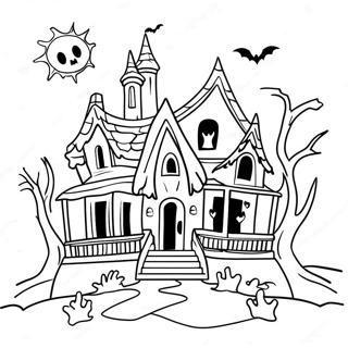 Spooky Haunted House Coloring Page 31374-25128