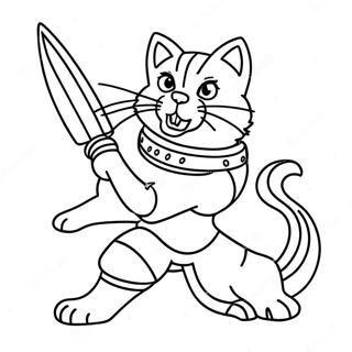 Fierce Warrior Cat In Battle Coloring Page 31444-25183