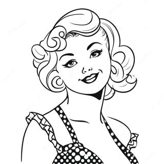 Retro Pin Up Girl In A Polka Dot Dress Coloring Page 31514-25242