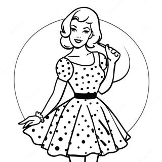 Retro Pin Up Girl In A Polka Dot Dress Coloring Page 31514-25244