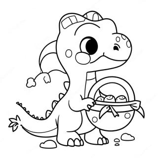 Cute Baby Dinosaur With Easter Basket Coloring Page 31524-25245