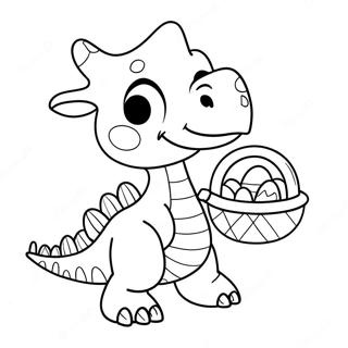 Cute Baby Dinosaur With Easter Basket Coloring Page 31524-25246