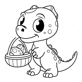 Cute Baby Dinosaur With Easter Basket Coloring Page 31524-25247