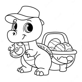 Cute Baby Dinosaur With Easter Basket Coloring Page 31524-25248