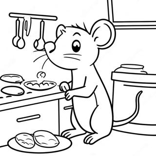 Remy The Rat Cooking In The Kitchen Coloring Page 3157-2565