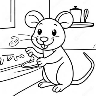 Remy The Rat Cooking In The Kitchen Coloring Page 3157-2566