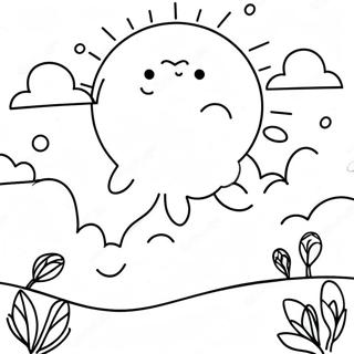 Sunny Day With Clouds Coloring Page 31584-25297