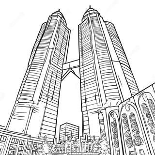 Detailed Twin Towers Skyline Coloring Page 31594-25301