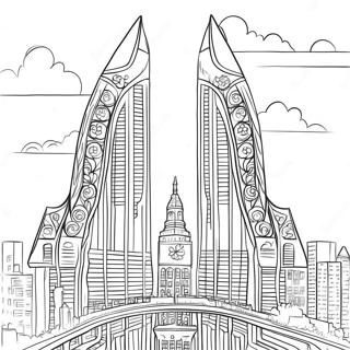 Detailed Twin Towers Skyline Coloring Page 31594-25302