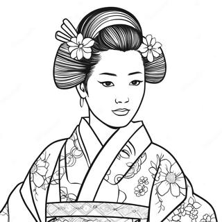 Kanao In Elegant Kimono Coloring Page 31624-25325