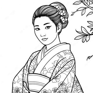 Kanao In Elegant Kimono Coloring Page 31624-25328