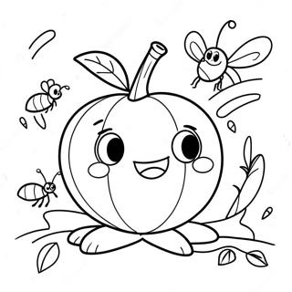 Giant Peach With Friendly Insects Coloring Page 31634-25339