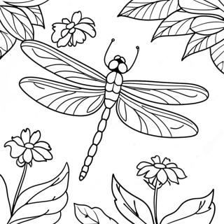 Colorful Dragonfly In A Garden Coloring Page 3167-2571