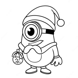 Festive Minion With Santa Hat Coloring Page 31814-25480