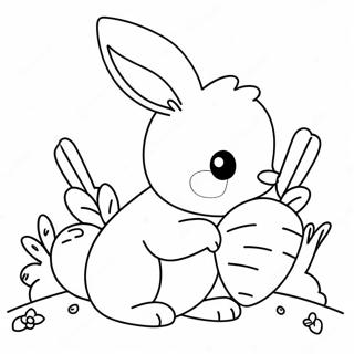 Cute Rabbit With Carrots Coloring Page 31834-25493