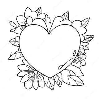 Broken Heart With Flowers Coloring Page 31904-25550